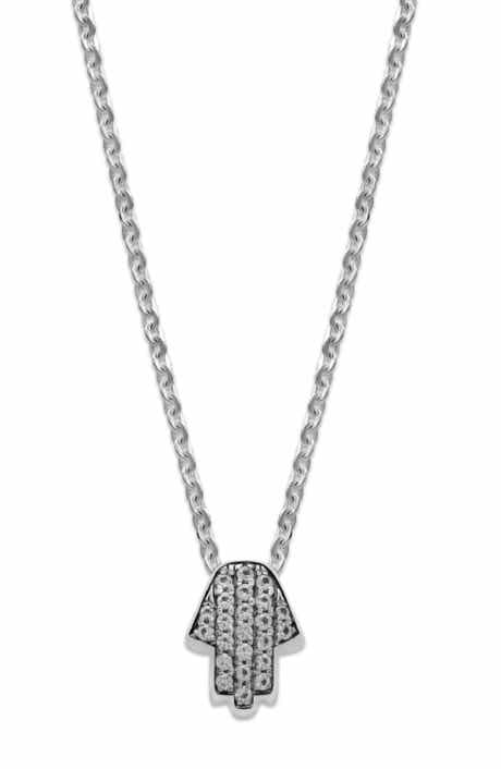 SAMUEL B. White Topaz Hamsa Pendant Necklace