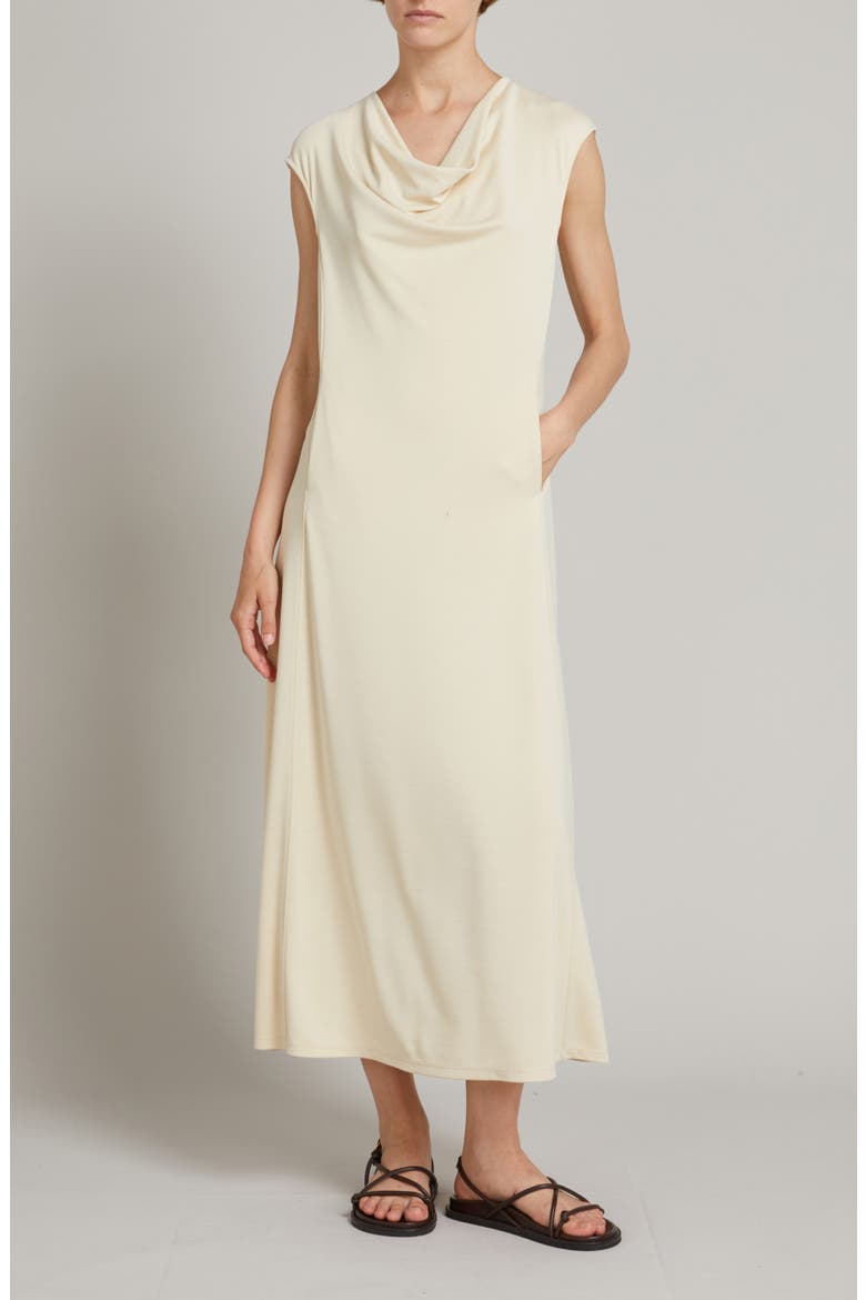 Vetusta Cowl Neck Jersey A-Line Midi Dress, Main, color, MILK