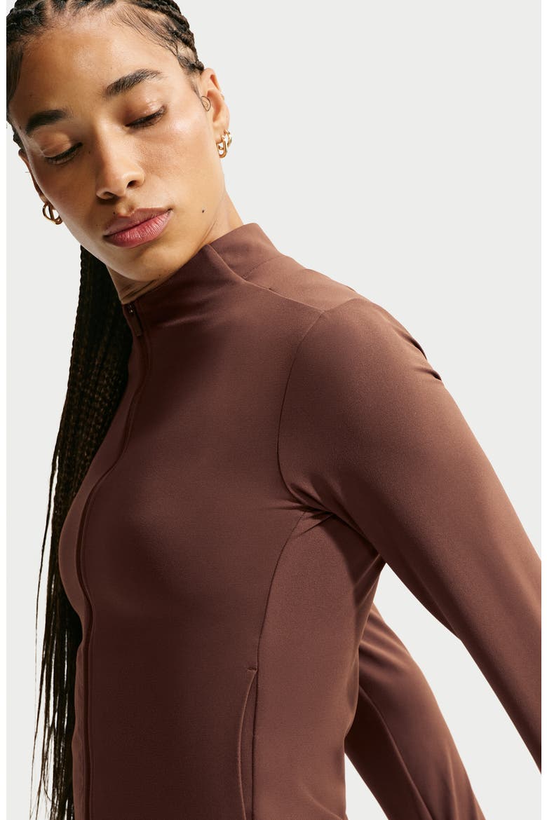 Zenvy Dri-FIT Front Zip Top, Alternate, color, CACAO WOW/ WHITE