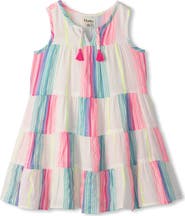 Hatley Kids' Neon Stripes Sleeveless Tiered Dress