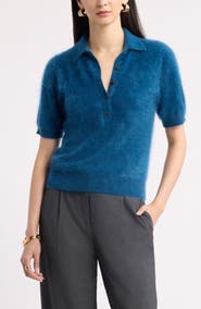 Nordstrom Brushed Cashmere Polo Sweater