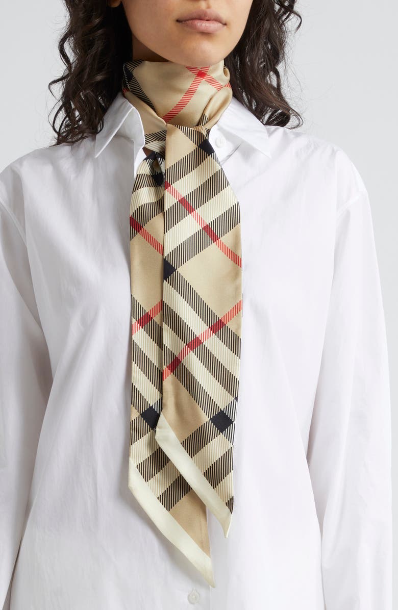 Burberry Skinny Check Silk Twill Scarf, Alternate, color, 