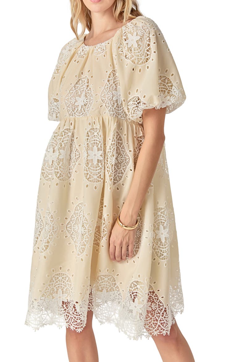 Eyelet Babydoll Dress, Alternate, color, BUTTER YELLOW