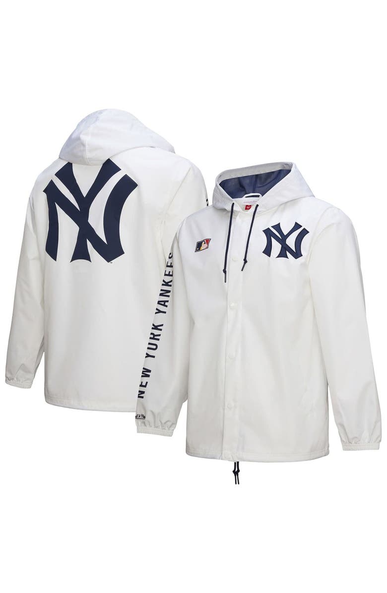 Mitchell & Ness Men's Mitchell & Ness White New York Yankees Vintage Full-Snap Hooded Coaches Jacket, Main, color, 