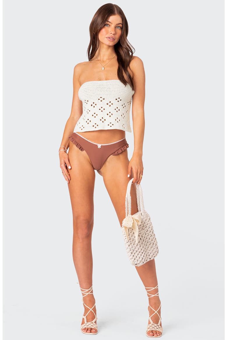 Niki Crochet Tie Back Strapless Top, Alternate, color, CREAM