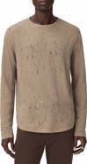 John Varvatos Vera Distressed Jacquard Long Sleeve Crewneck T-Shirt