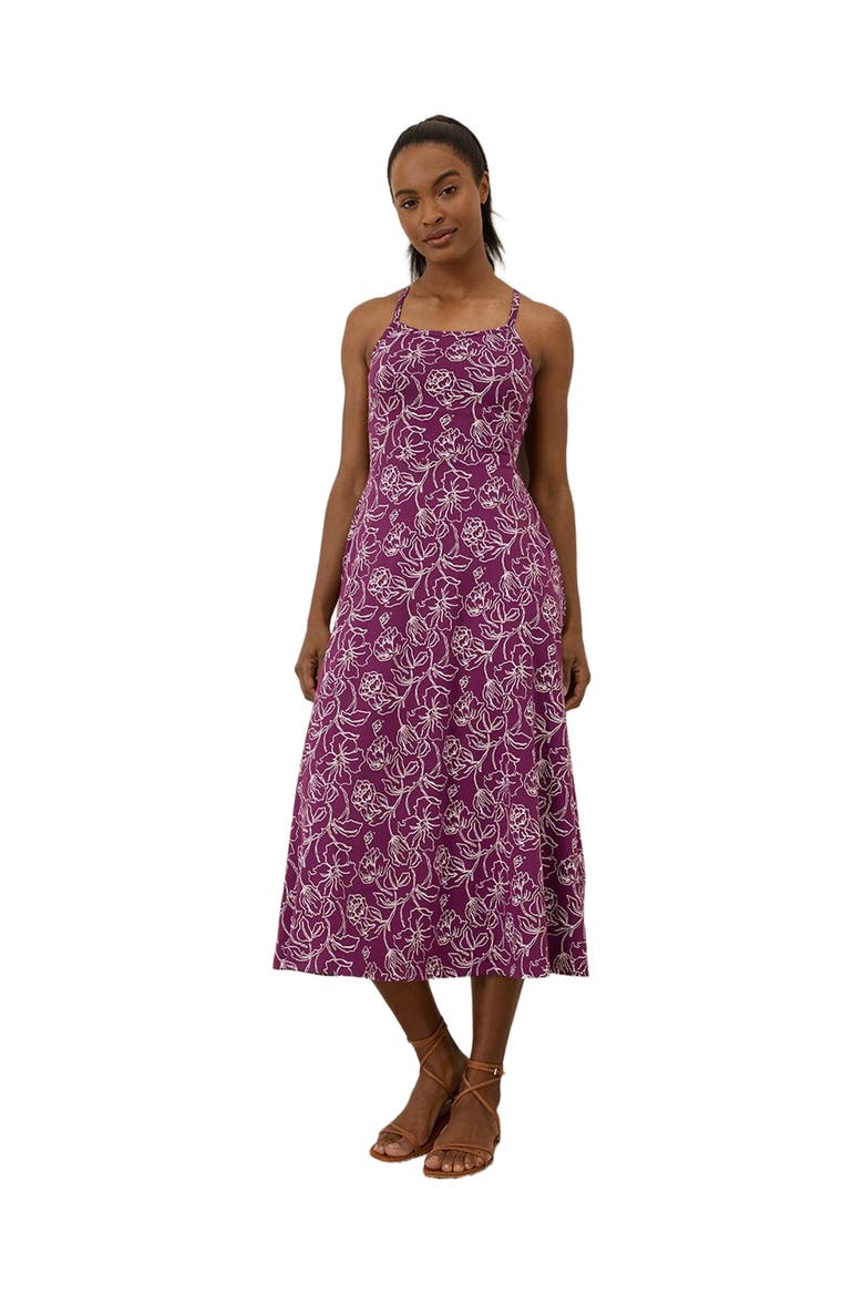 Organic Cotton Fit & Flare Midi Dress, Main, color, Looking Glass Floral Sangria
