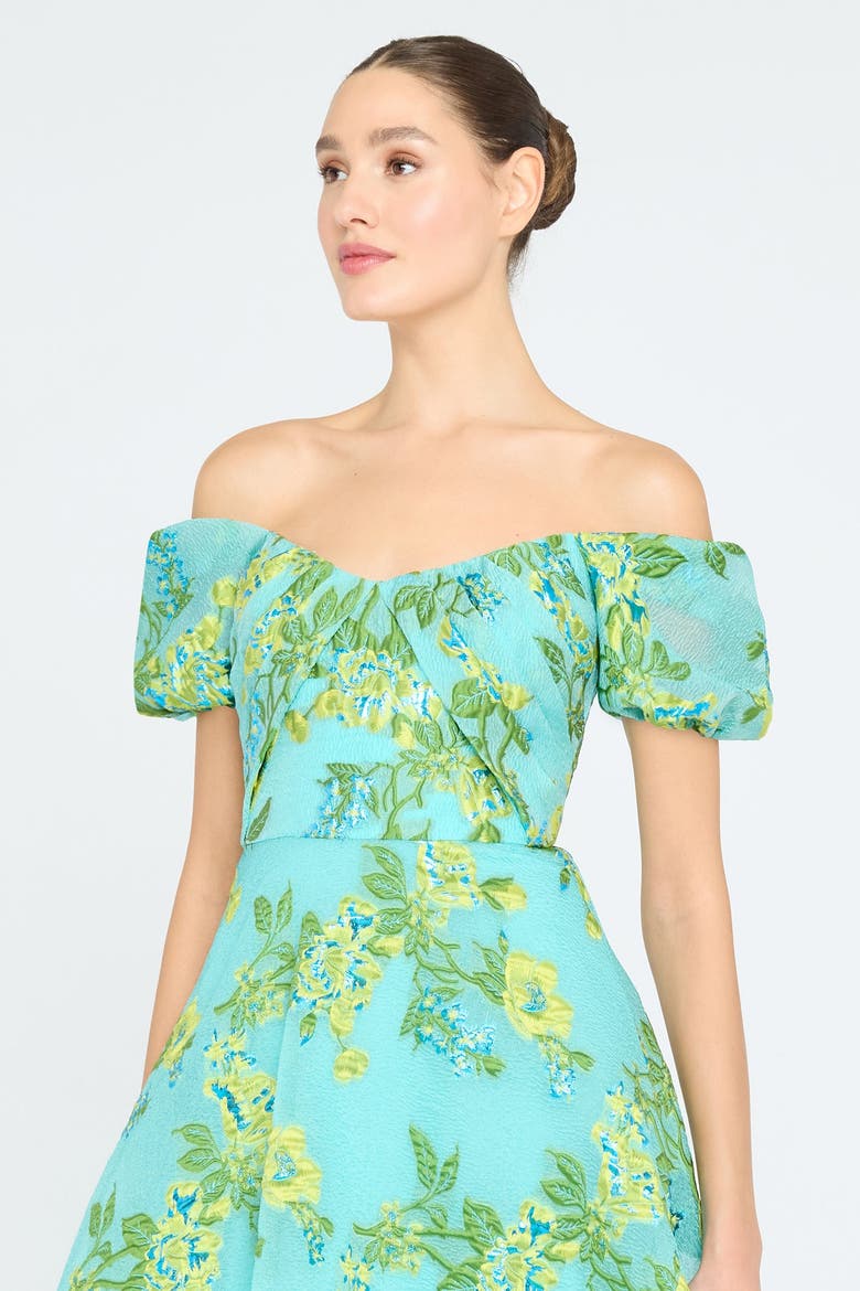Alanis Off Shoulder Dress, Alternate, color, Aqua