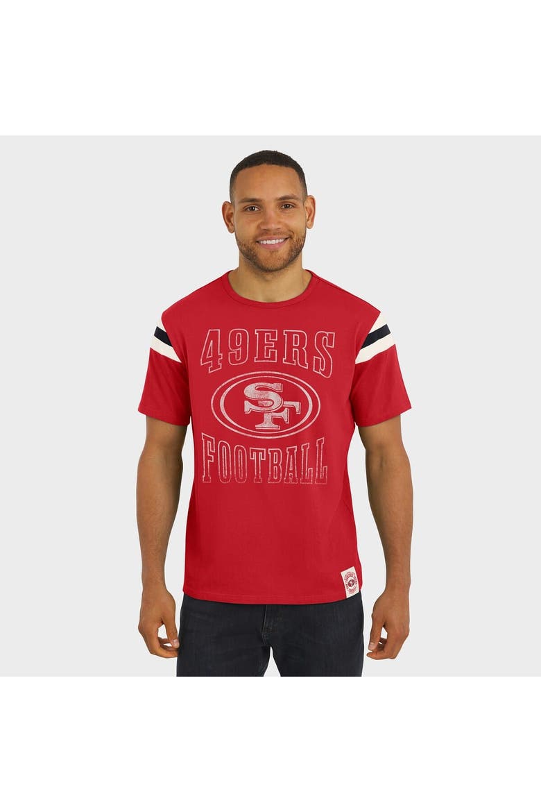 Men's Darius Rucker Collection by Fanatics  Scarlet San Francisco 49ers Football Stripe Sleeve T-Shirt, Alternate, color, Scarlet