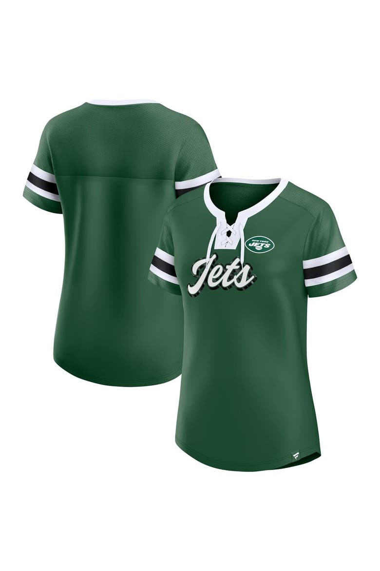 Women's Fanatics Green New York Jets Original State Lace-Up T-Shirt, Main, color, Green