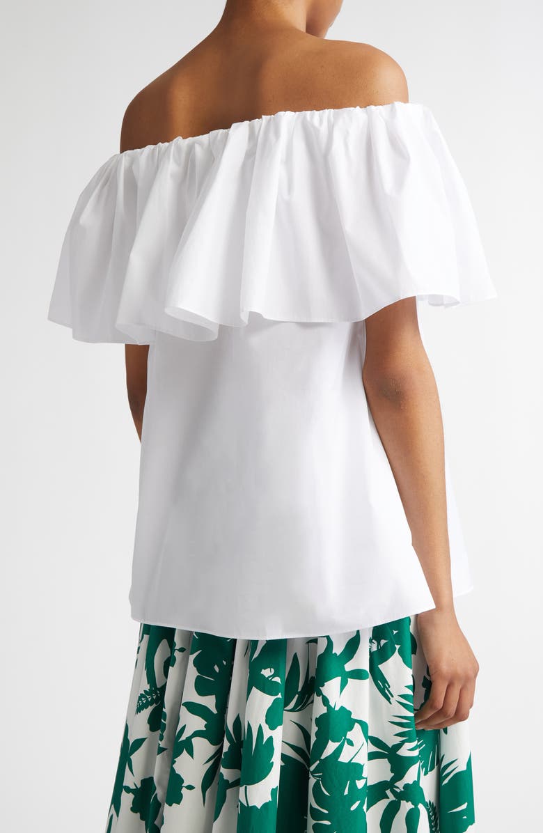 Max Mara Studio Peccati Off the Shoulder Poplin Top, Alternate, color, Optical White