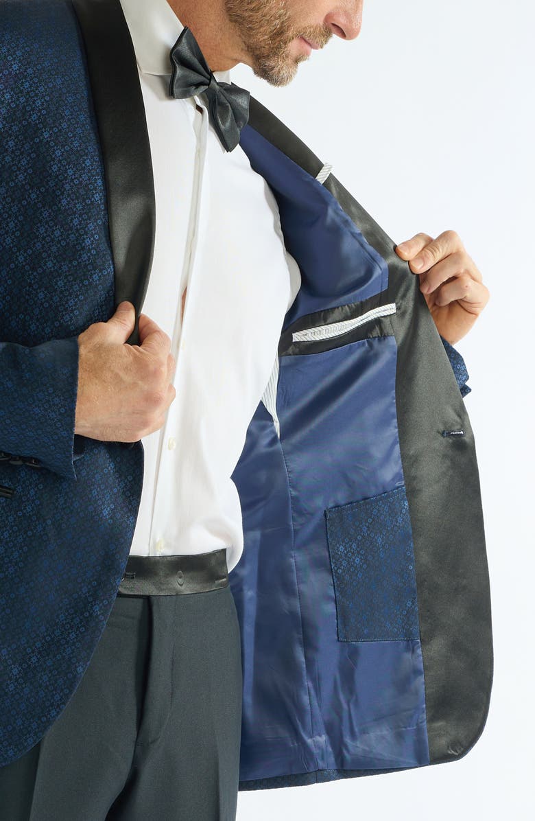 SAVILE ROW CO Floral Jacquard Evening Jacket, Alternate, color, Navy