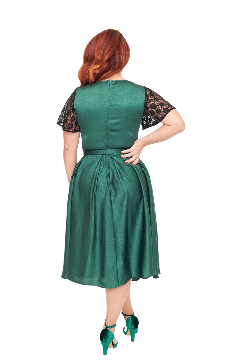 Unique Vintage 1940s Pleated Bodice Swing Dress, Alternate, color, 