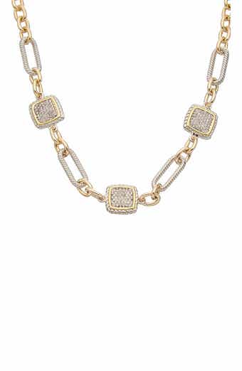 Juvell Pavé Cubic Zirconia Station Chain Necklace