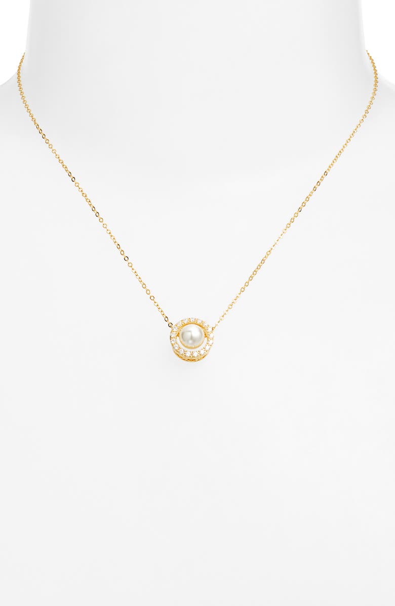 Nordstrom Dainty Cubic Zirconia & Faux Pearl Pendant Necklace, Alternate, color, 
