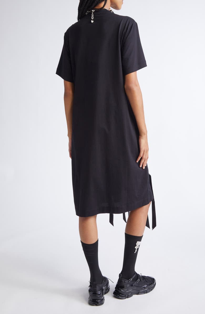 Simone Rocha Unraveling Ribbon Inset T-Shirt Dress, Alternate, color, Black