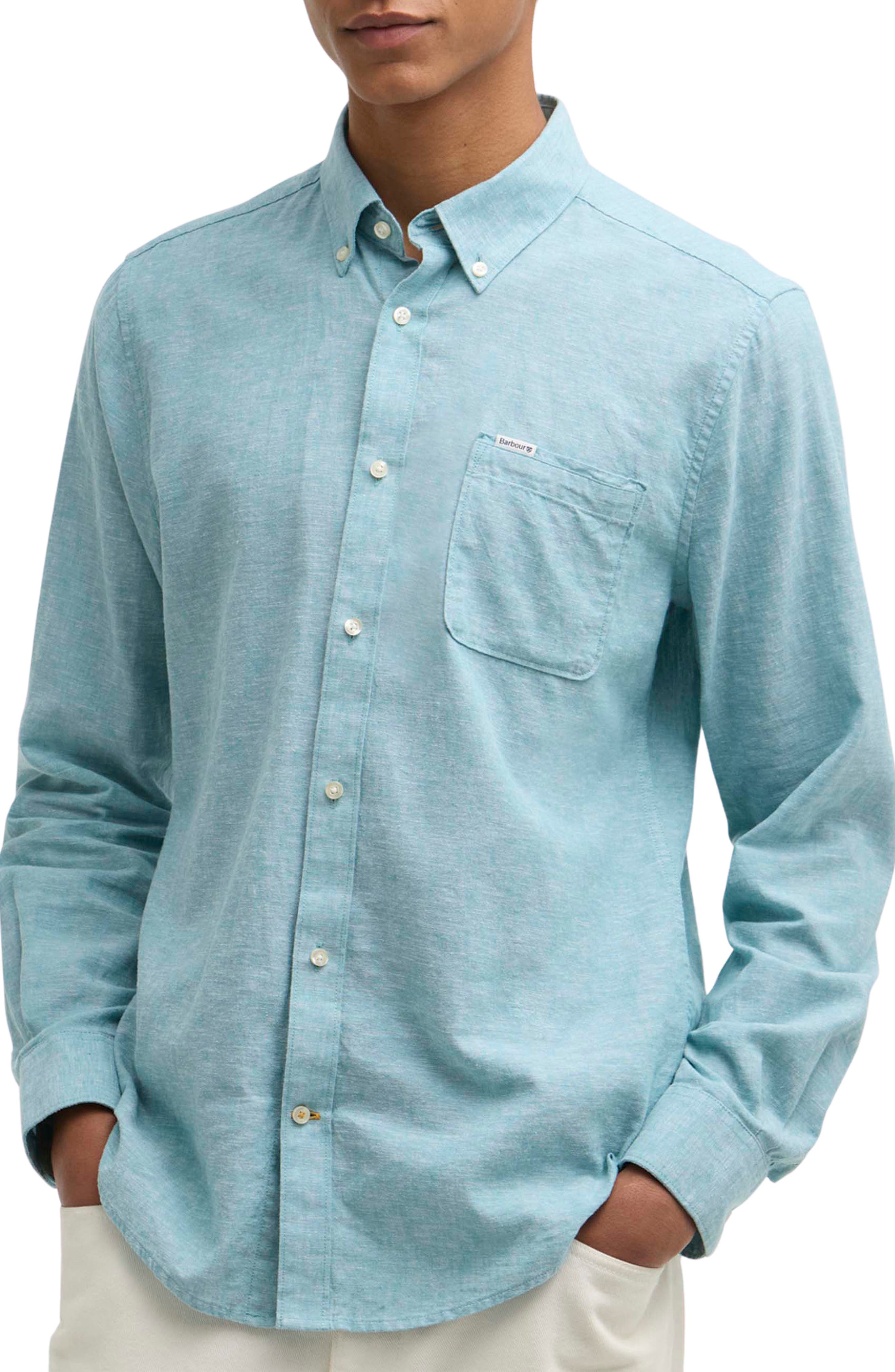Nelson Tailored Fit Solid Linen & Cotton Button-Down Shirt - image 3