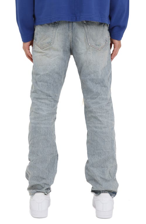 Purple Brand Light Blue Jeans With Logo Patch On The Rear And Maxi Ripping On The Front In Gray