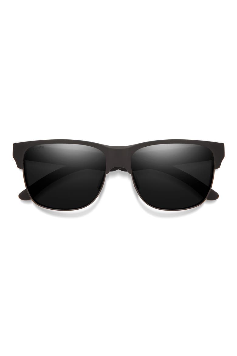 Lowdown 56mm ChromaPop Polarized Browline Sunglasses, Main, color, MATTE BLACK / BLACK