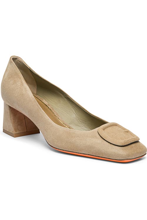 Santoni Suede Low-heel Pump In Sand