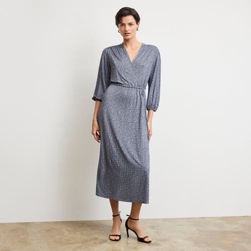 Shop M.m.lafleur Hope Wrap Dress In Blueprint Sketch