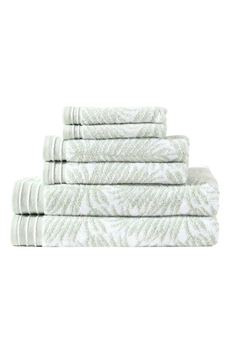 Tommy Bahama Linear Palms 6-Piece Towel Set, Main, color, Lt-Pastel Green