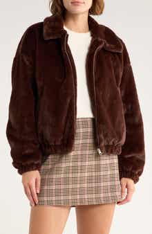 Thread & Supply Faux Fur Zip Bomber Jacket