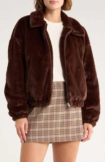 Thread & Supply Faux Fur Zip Bomber Jacket