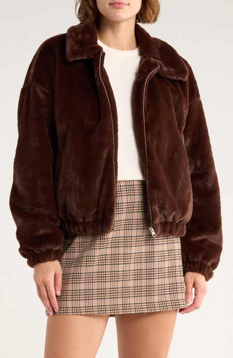 Thread & Supply Faux Fur Zip Bomber Jacket