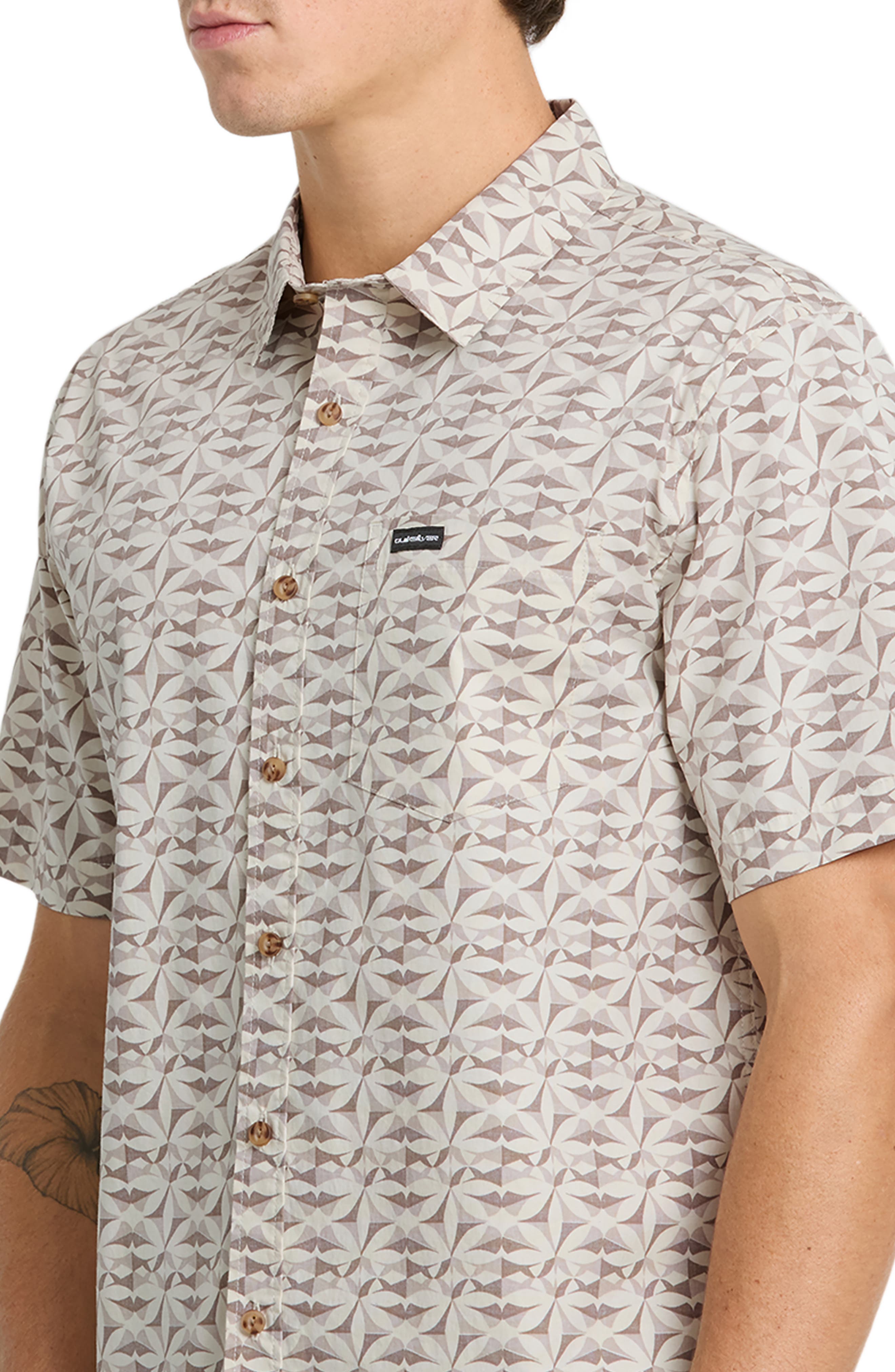 Quiksilver Natural Tile Short Sleeve Button-Up Shirt (Men) | Nordstrom