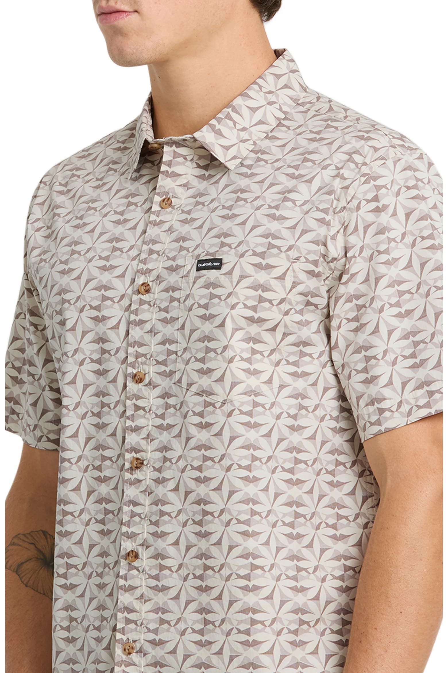 Card Color Button Quiksilver Natural Tile Short Sleeve Button-Up Shirt (Men) | Nordstrom