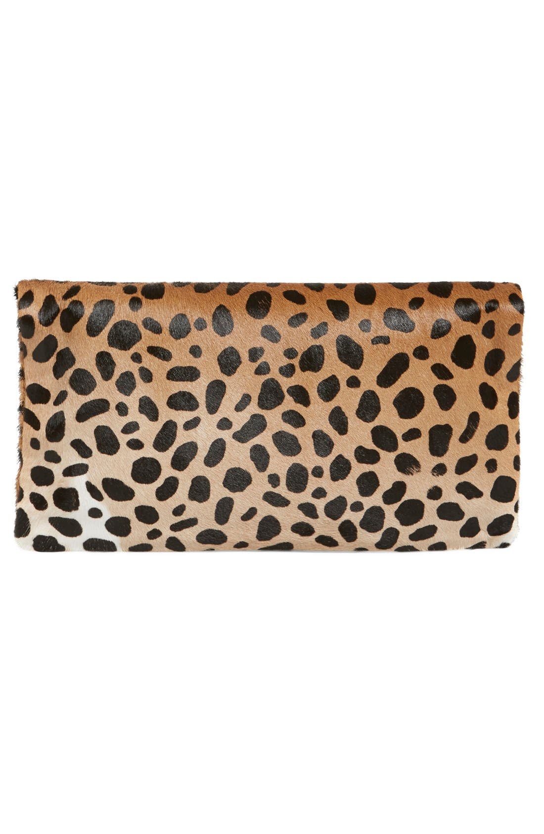 Genuine Calf Hair Foldover Clutch, Alternate, color, LEOPARD