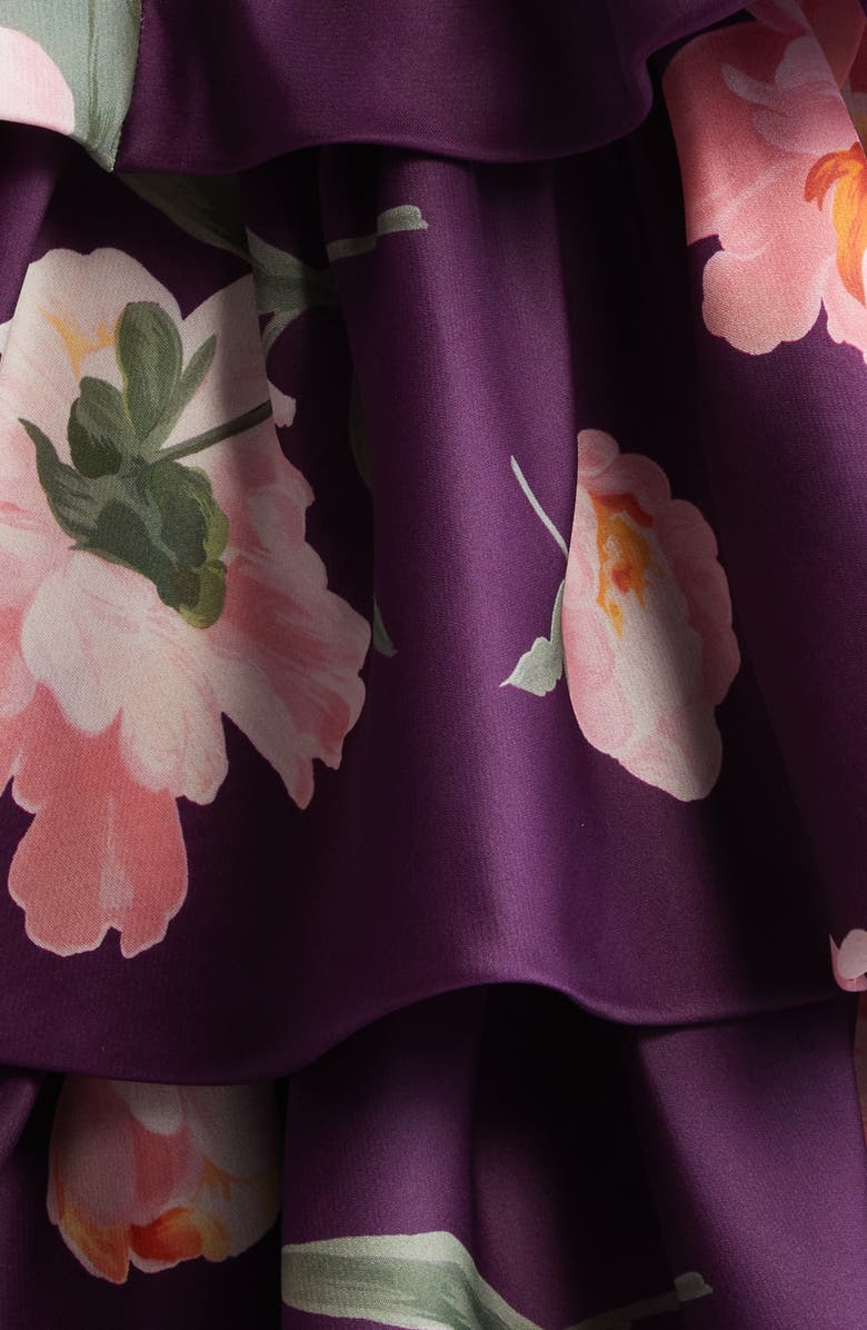 Carolina Herrera Floral Print Strapless Ruffle Midi Dress, Alternate, color,