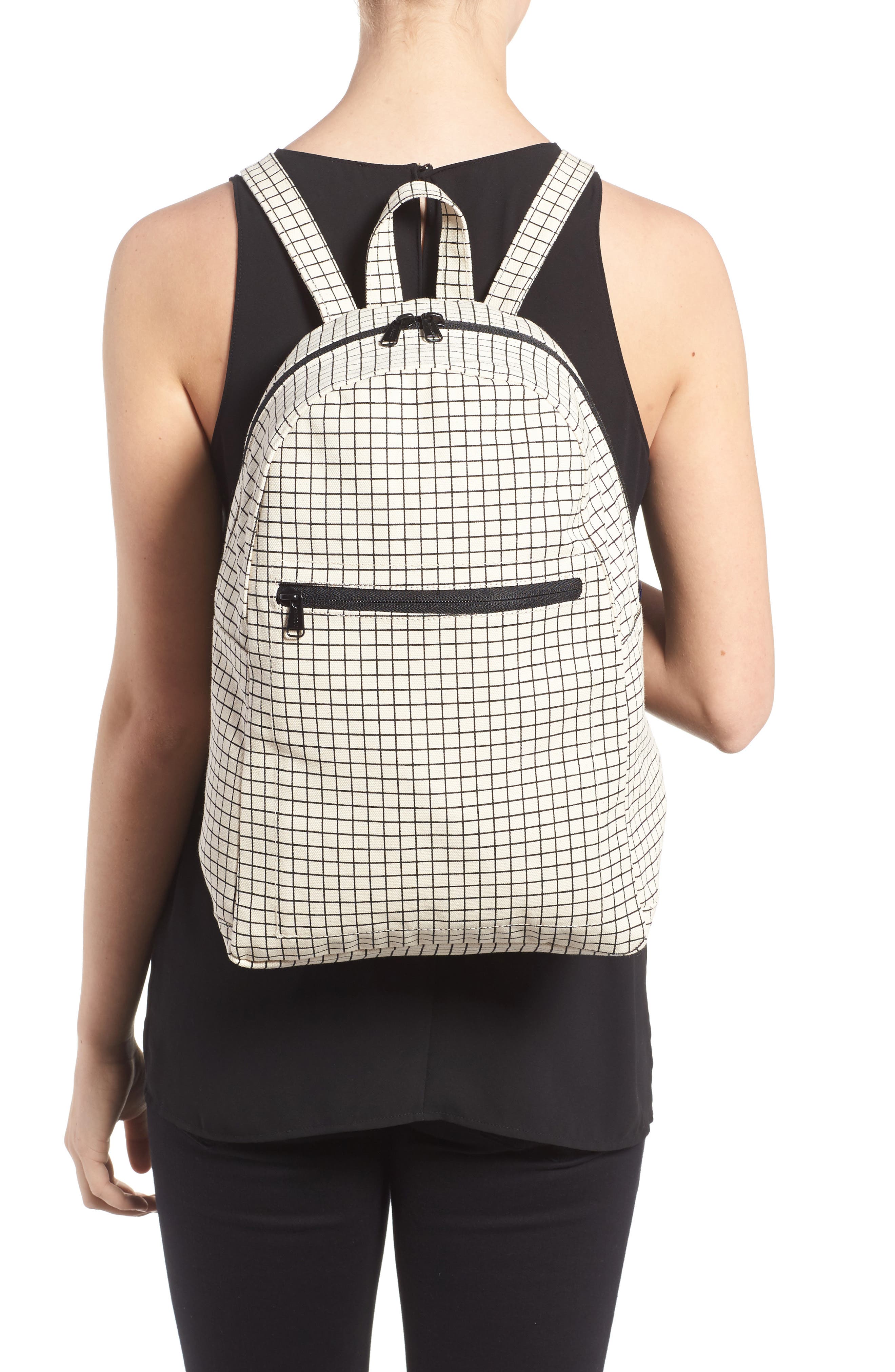 Canvas Backpack, Alternate, color, NATURAL GRID
