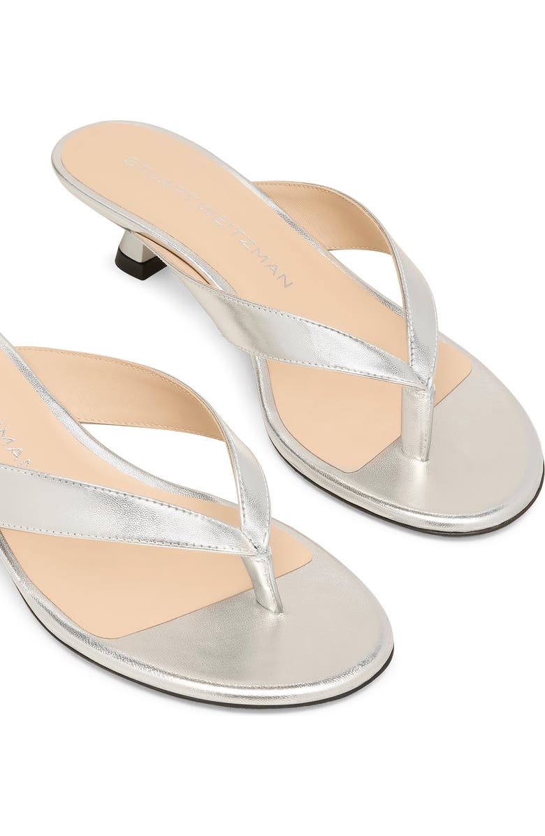 Stuart Weitzman Rio Kitten Heel Sandal, Alternate, color, Silver