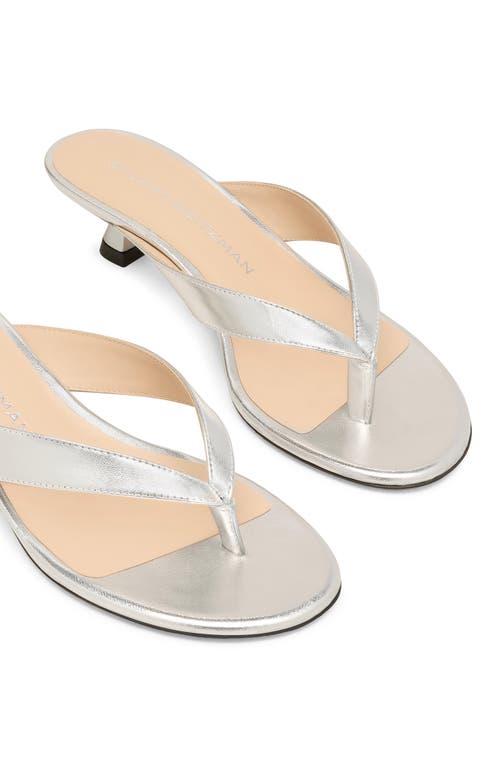 Stuart Weitzman Rio Kitten Heel Sandal In Silver