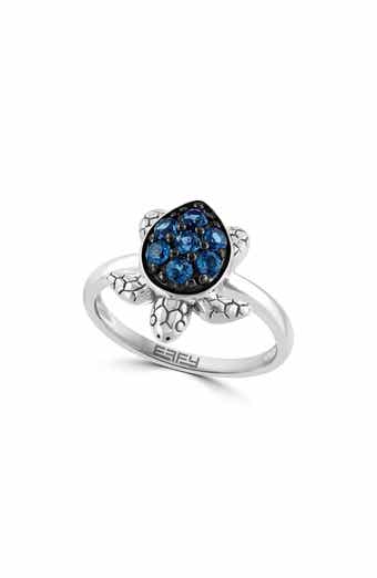 Sterling Silver London Blue Topaz Turtle Ring