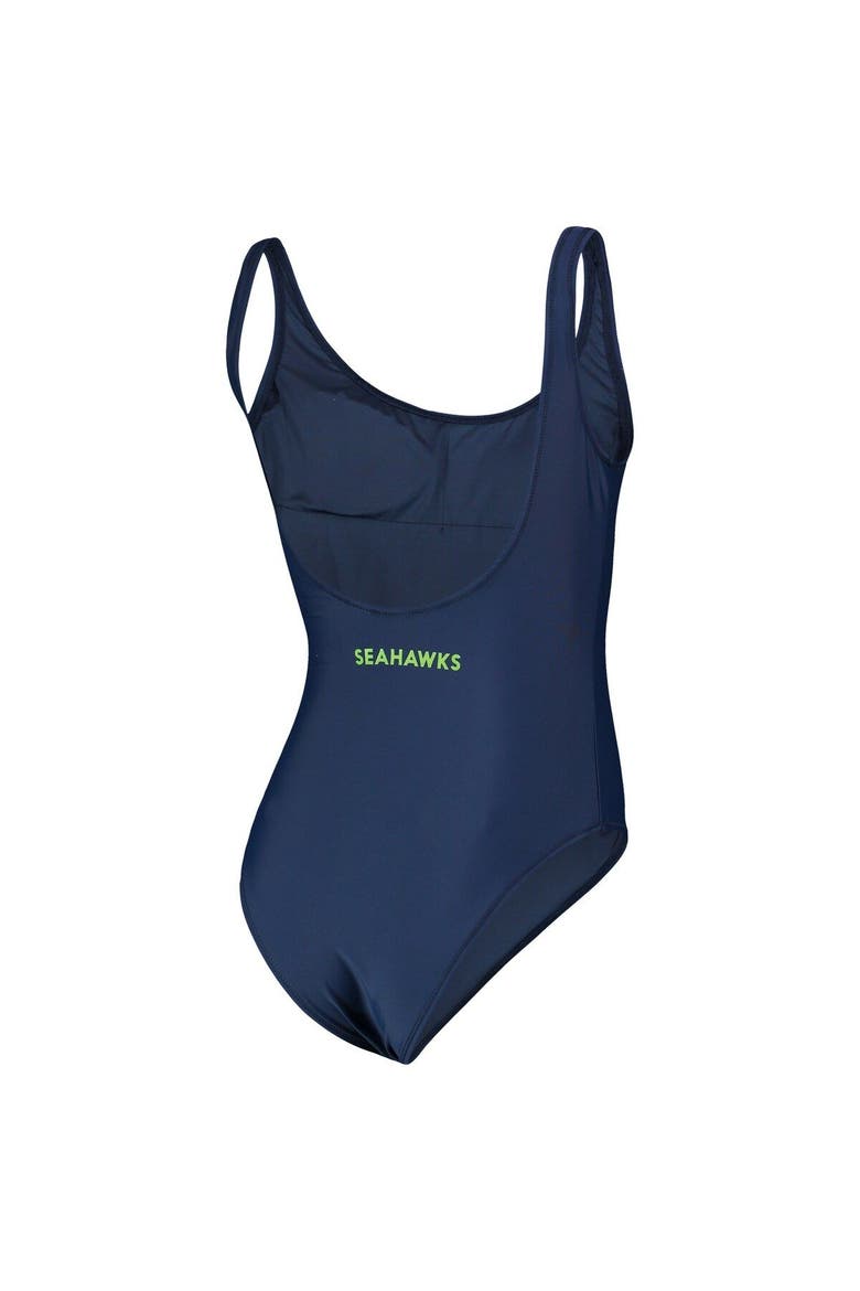 Women's G-III 4Her by Carl Banks Scarlet Seattle Seahawks Making Waves One-Piece Swimsuit, Alternate, color, Navy