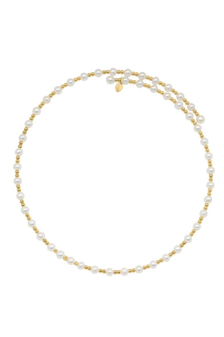 14K Yellow Gold Freshwater Pearl Station Wrap Necklace, Main, color, 14K Gold