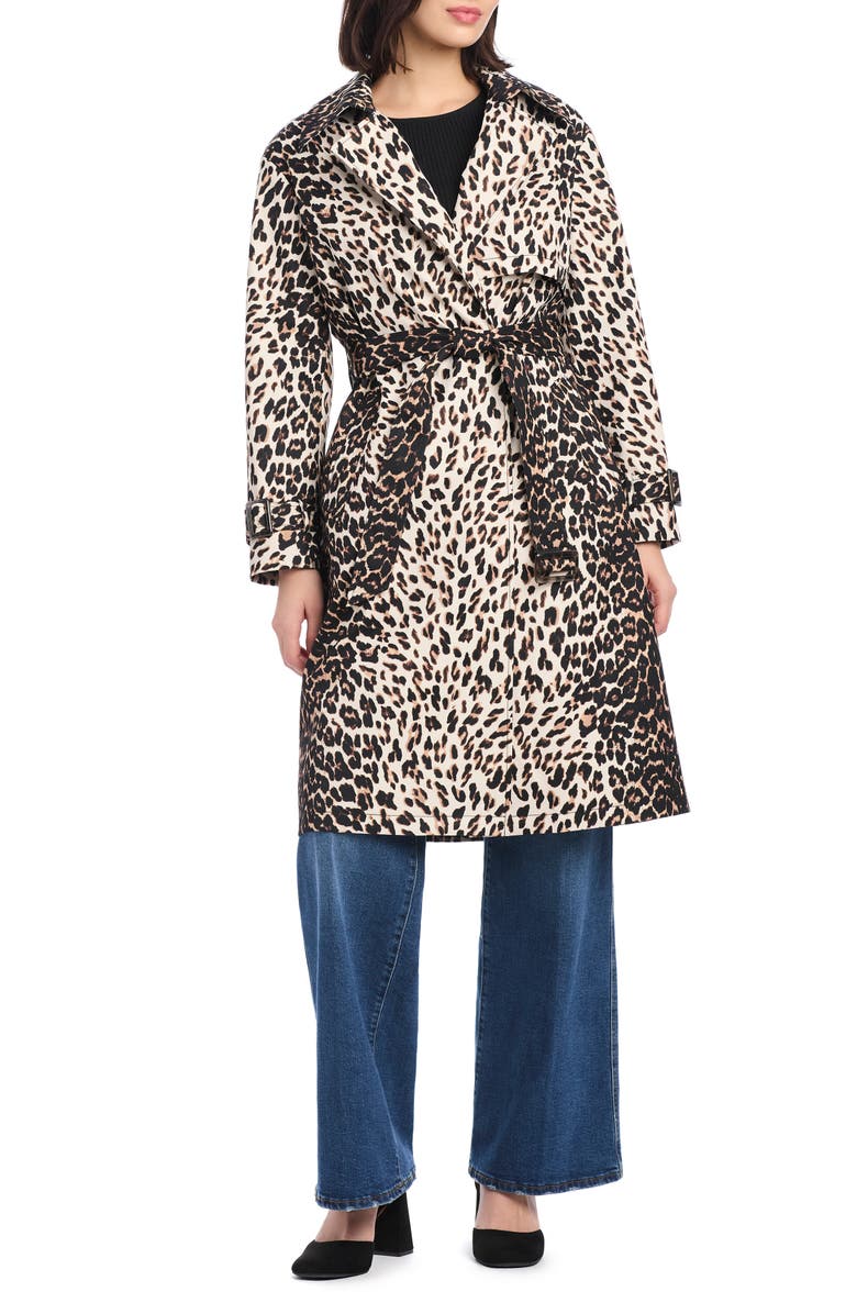 Kate Spade New York leopard print trench coat, Main, color,
