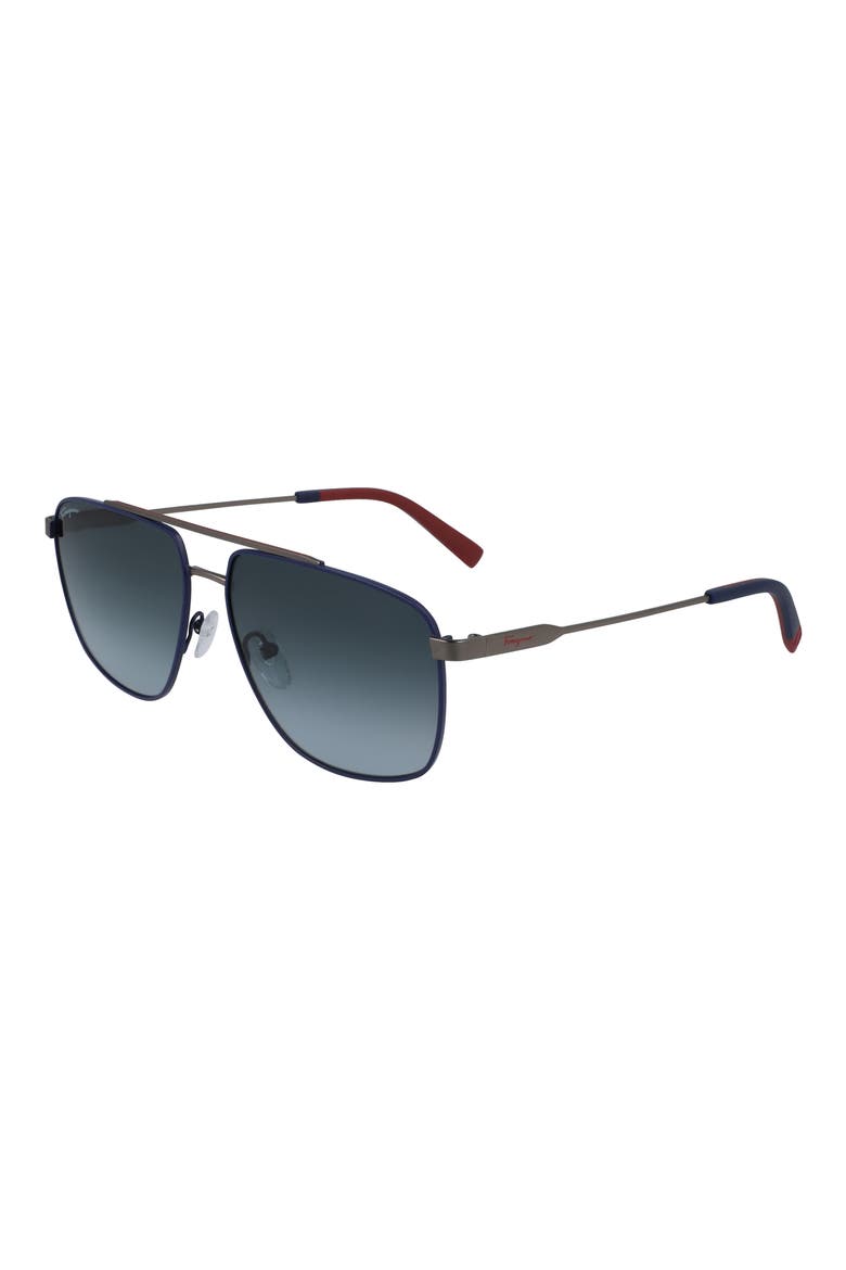 60mm Gradient Navigator Sunglasses, Alternate, color, MATTE DARK RUTHENIUM/ BLUE