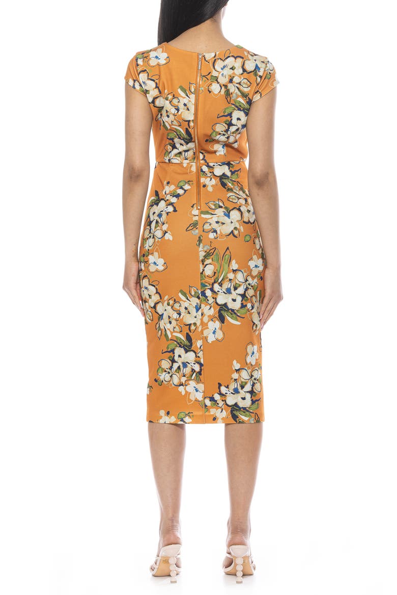 Gia Sweetheart Neck Sheath Midi Dress, Alternate, color, MUSTARD MULTI