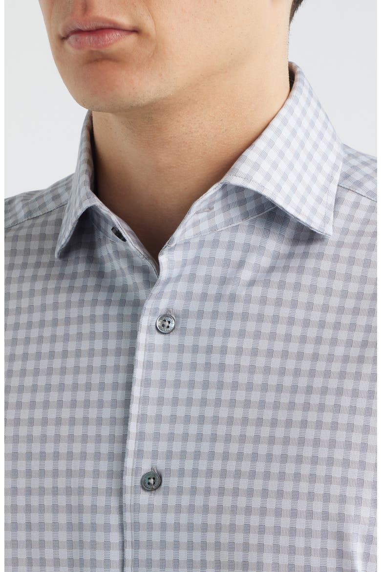 Devon OoohCotton® Gingham Check Button-Up Shirt, Alternate, color, PLATINUM