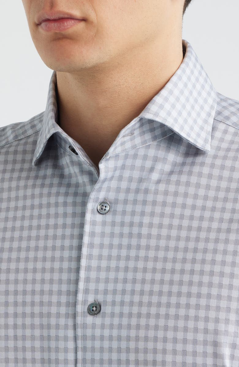 Bugatchi Devon OoohCotton<sup>®</sup> Gingham Check Button-Up Shirt, Alternate, color, Platinum