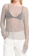 TWP Open Knit Crochet Boat Neck Top
