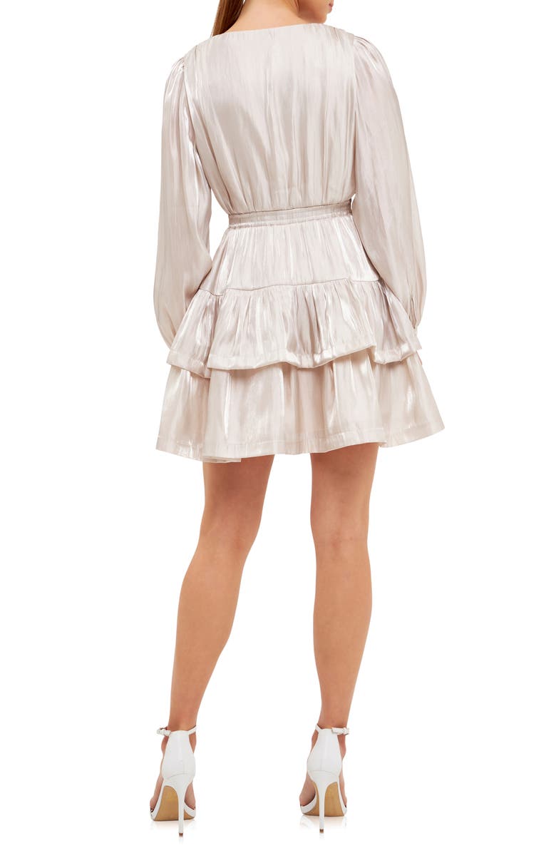 Endless Rose Metallic Long Sleeve Tiered Minidress, Alternate, color,