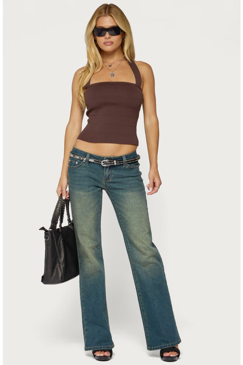 Esmerela Bandage Crop Halter Top, Alternate, color, BROWN
