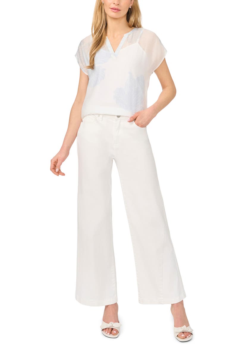 Floral Popover Top, Alternate, color, AIRY BLUE