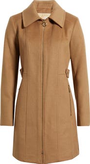 Michael Kors Front Zip Wool Blend Coat