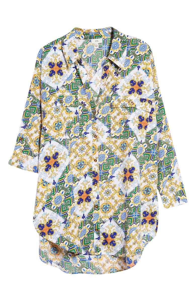 River Island Print Oversize Tunic Shirt, Alternate, color,